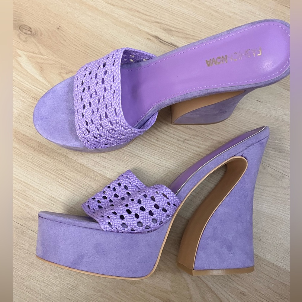 Lavender crochet heels